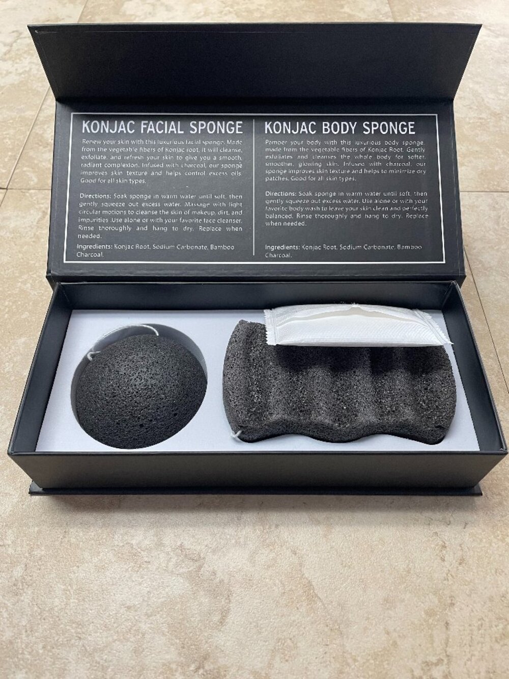 Bella EXFOLIATE Charcoal Facial & Body Konjac Sponge Set